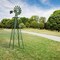 Green Steel Windmill 8 ft High Outdoor Yard Decor with Weatherproof and Rust-Resistant Build